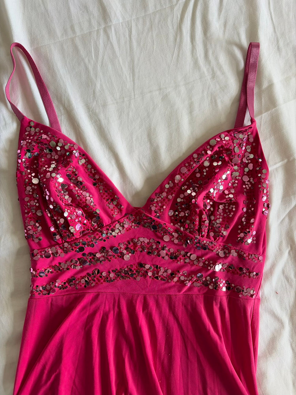 Vintage Y2K Hot Pink Cami with Sparkly Upper Detailing