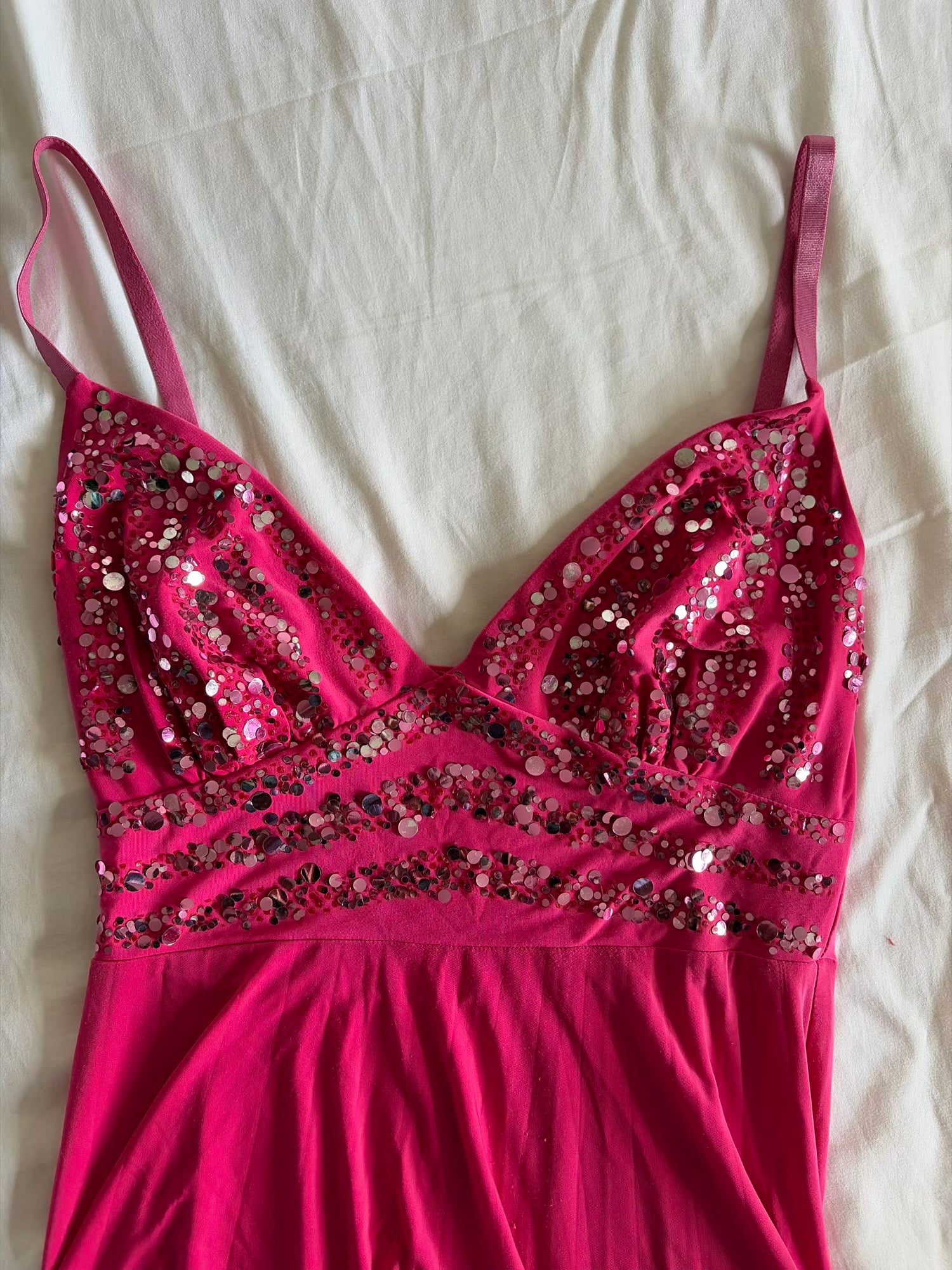 Vintage Y2K Hot Pink Cami with Sparkly Upper Detailing