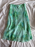 Vintage 1990s Turquoise and Green Floral Midi Skirt