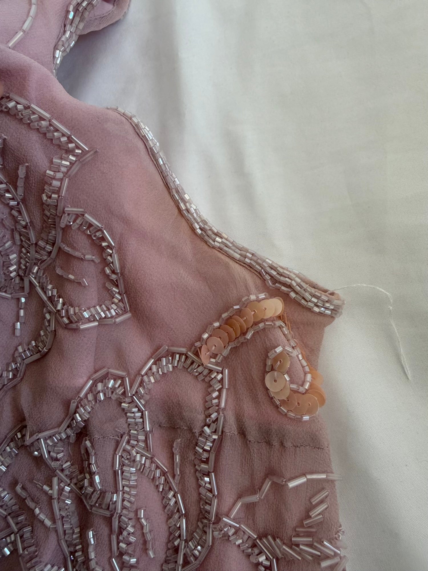 Vintage Y2K Silk Rose Pink Heavily Beaded and Sequin Top