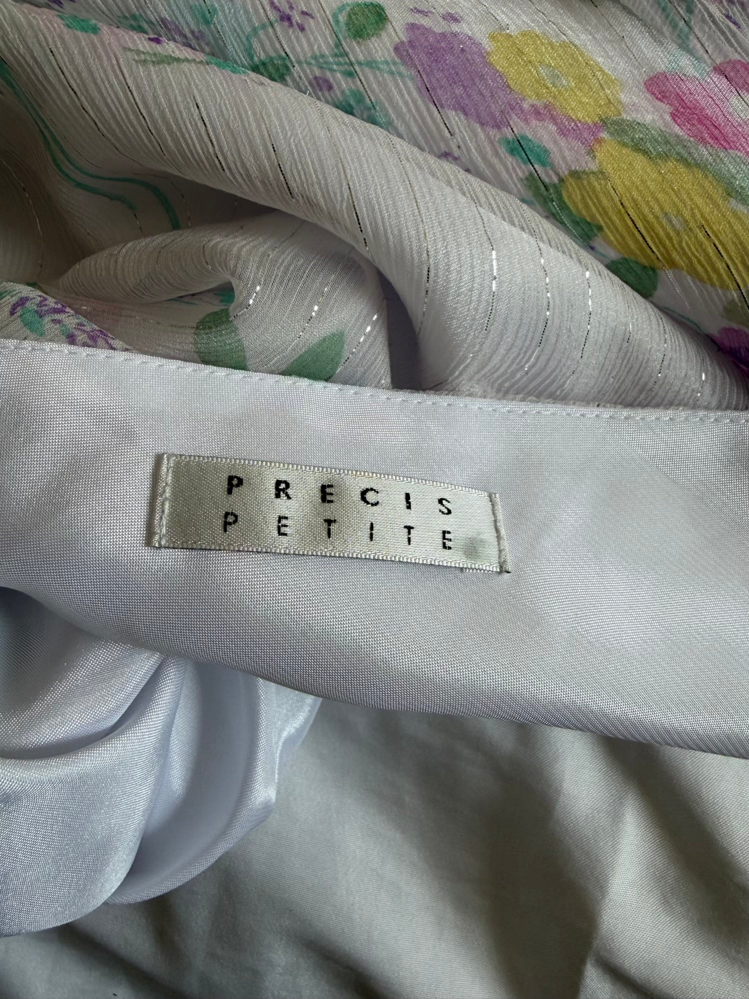 Vintage Y2K Rare Silk Asymmetrical Hem Midi Dress with Floral Detail and Sparkly Silver Detail