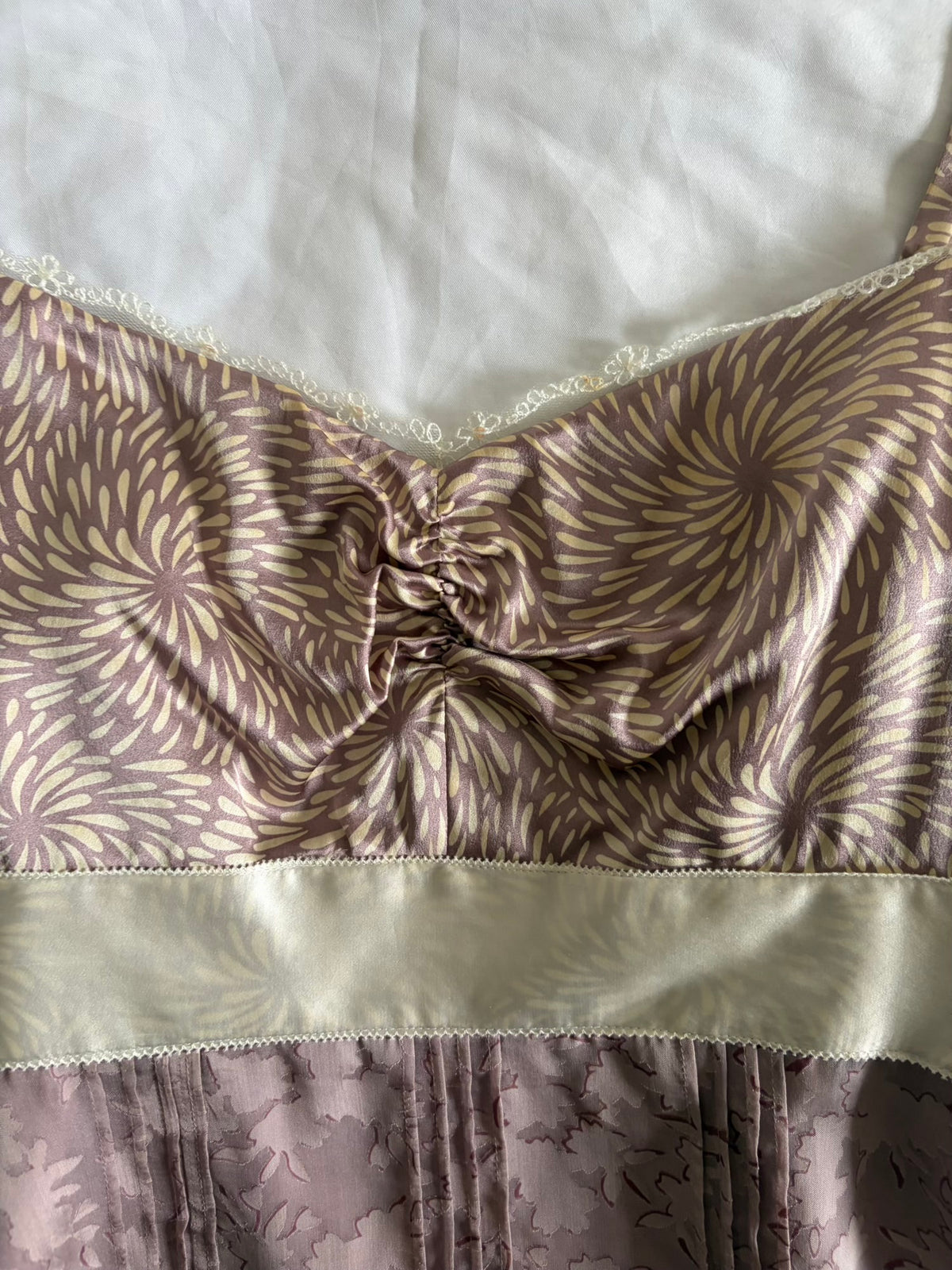 Vintage Y2K Dusty Mauve Silk Floral Cami with Sequins