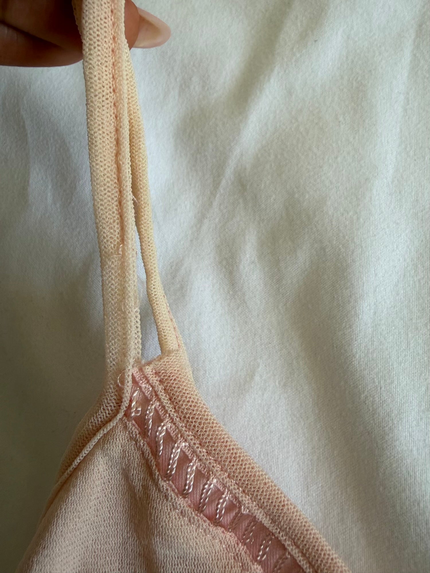 Vintage Y2K baby pink ruched cami with beaded and sequin detail on bust