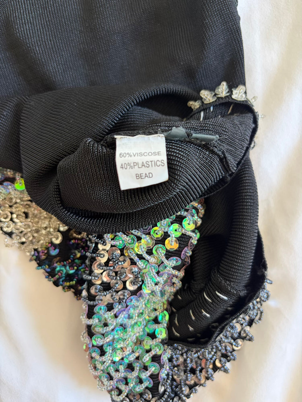 Vintage Y2K heavily embellished tank with contrast seafoam green sequin and beads