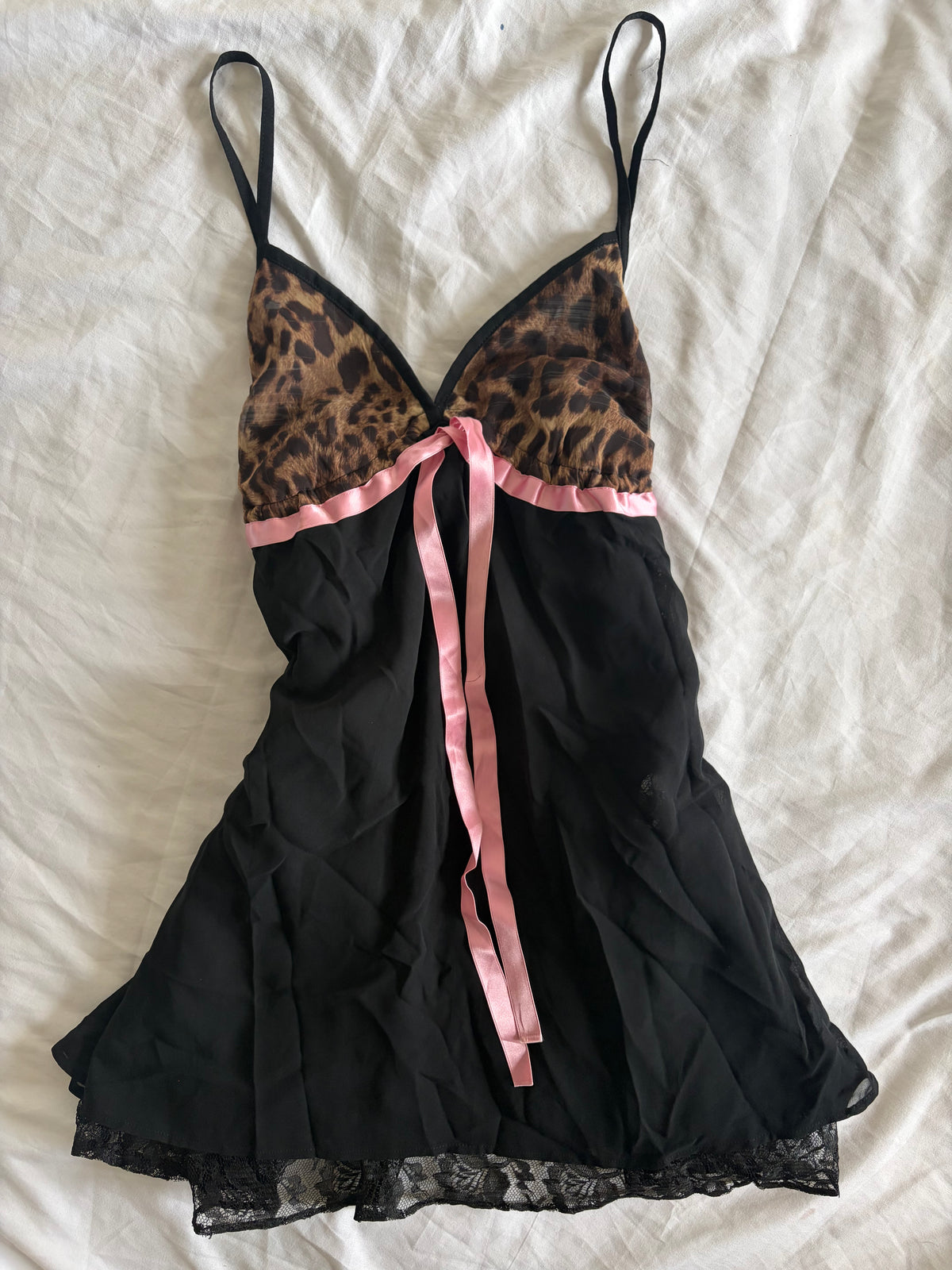 Vintage 1990s Black Babydoll with Leopard Cups