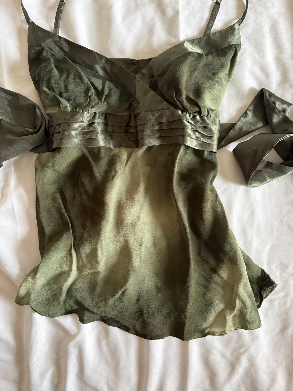 Vintage Y2K green forest fairy grungy tie back cami