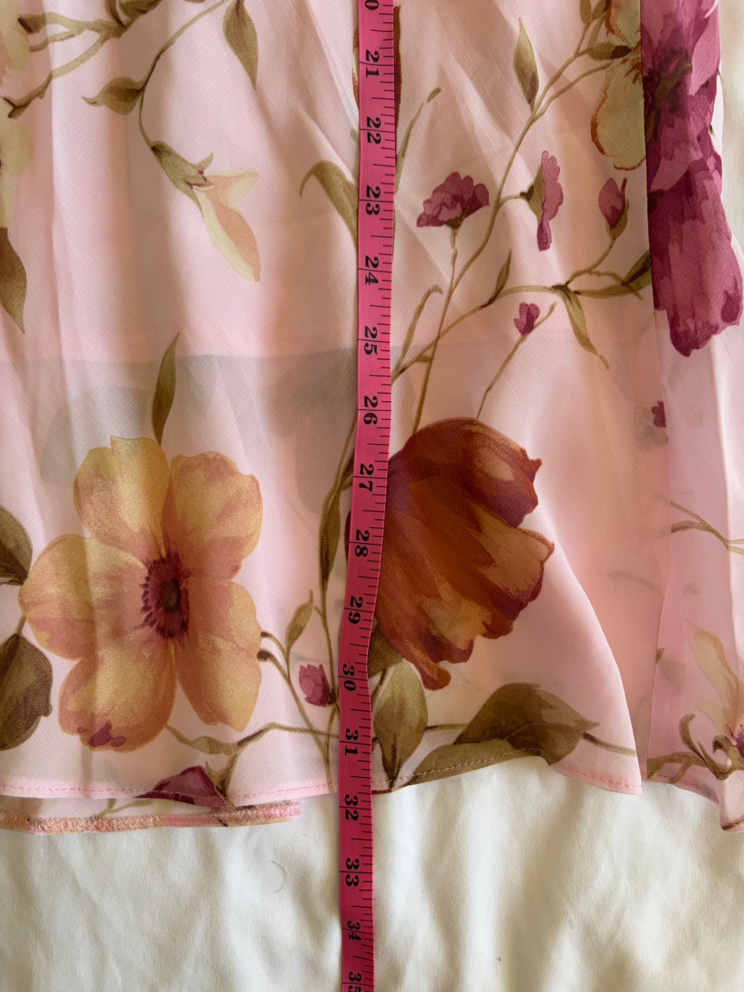 Vintage 1990s baby pink floral midi skirt