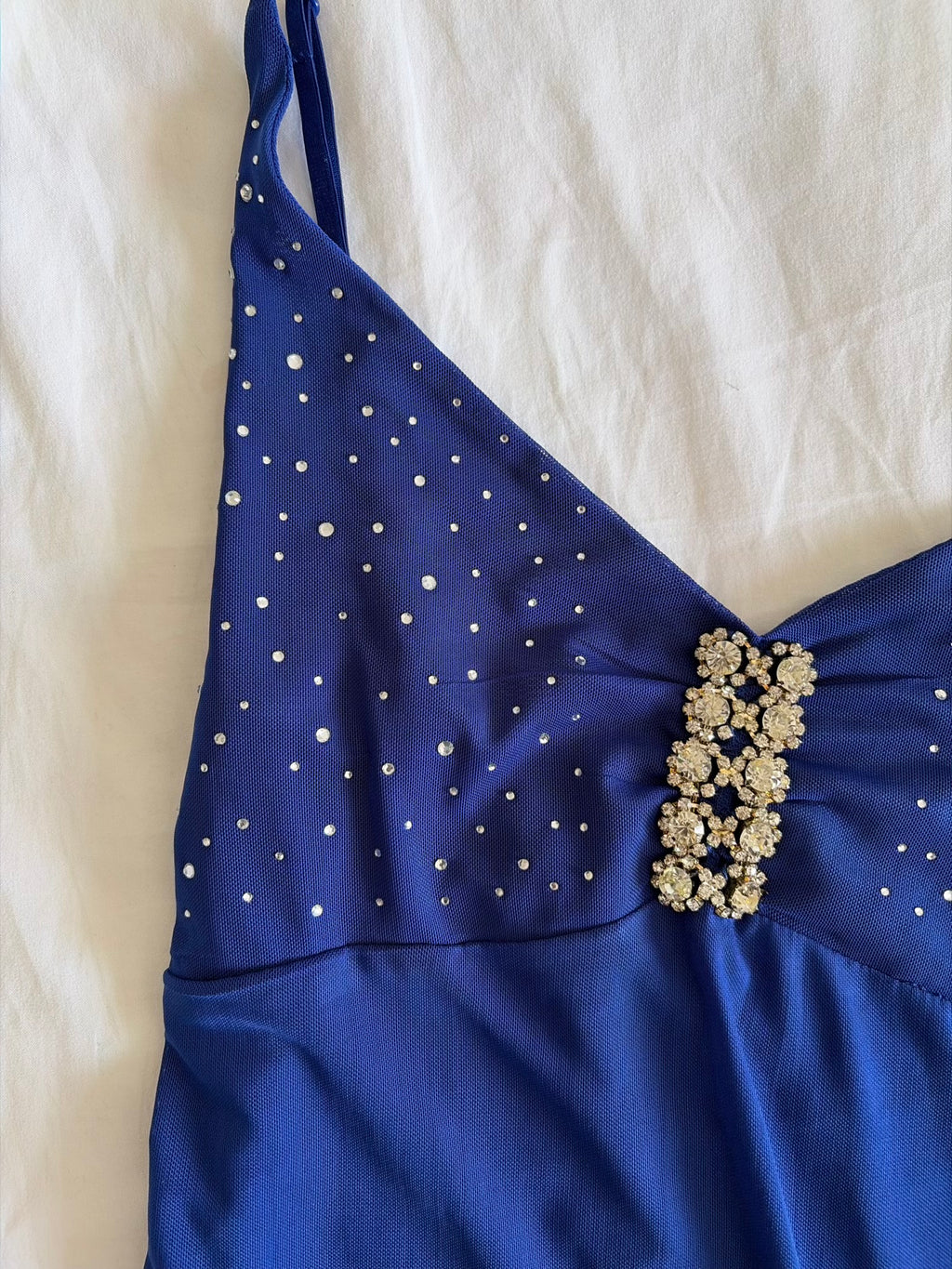 Vintage Y2K Italian Cobalt Blue Mesh Cami with Sparkly Bust