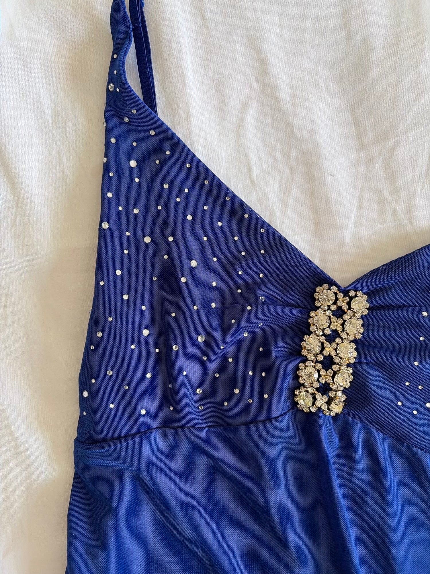 Vintage Y2K Italian Cobalt Blue Mesh Cami with Sparkly Bust