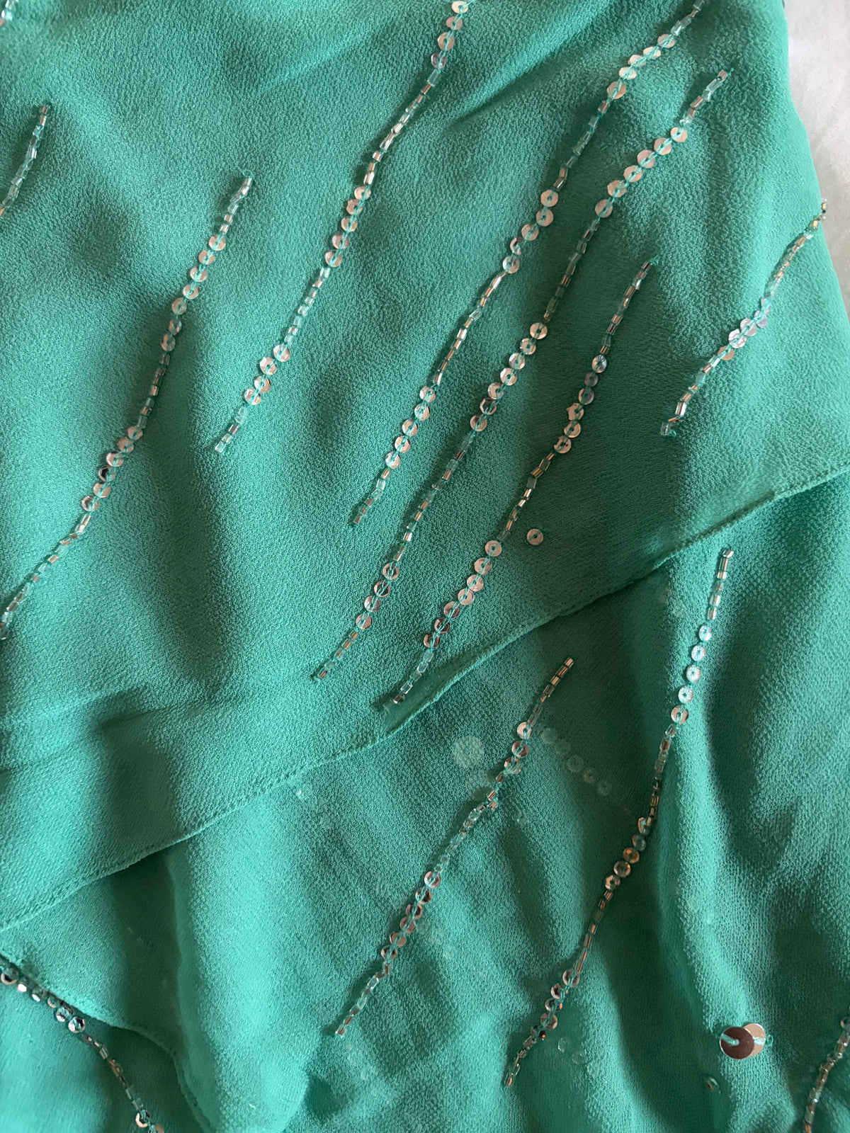 Vintage 2000s Kaleidoscope Turquoise Beaded Sequin Halterneck Cami