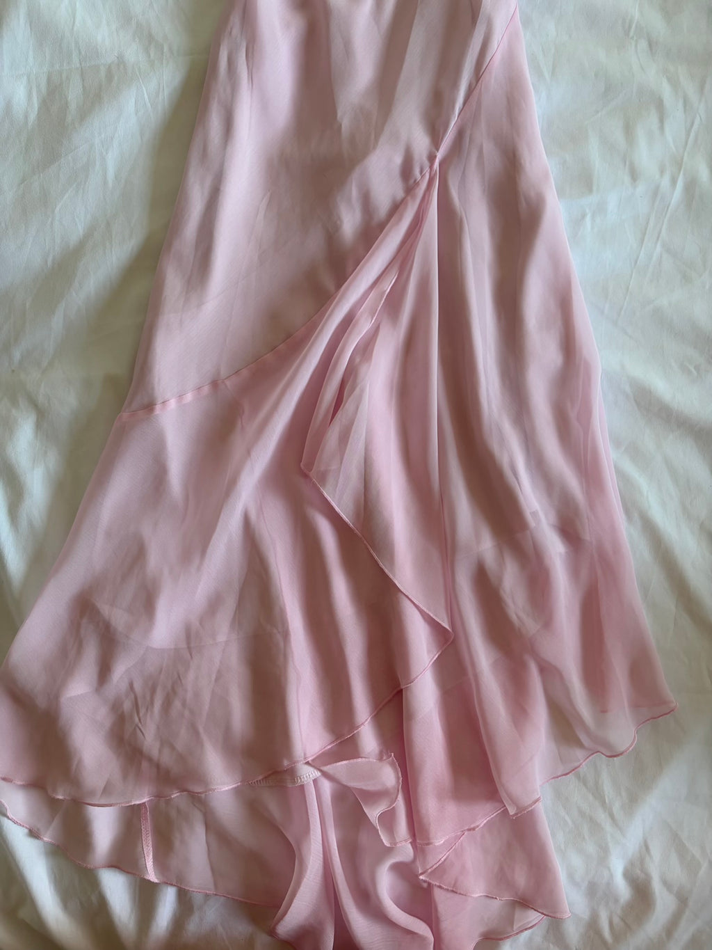 Vintage Y2K baby pink asymmetrical hem fairy dress with ruffle detail