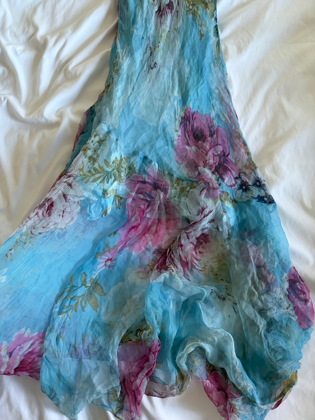 Vintage Y2K Italian blue floral maxi fairy floaty dress