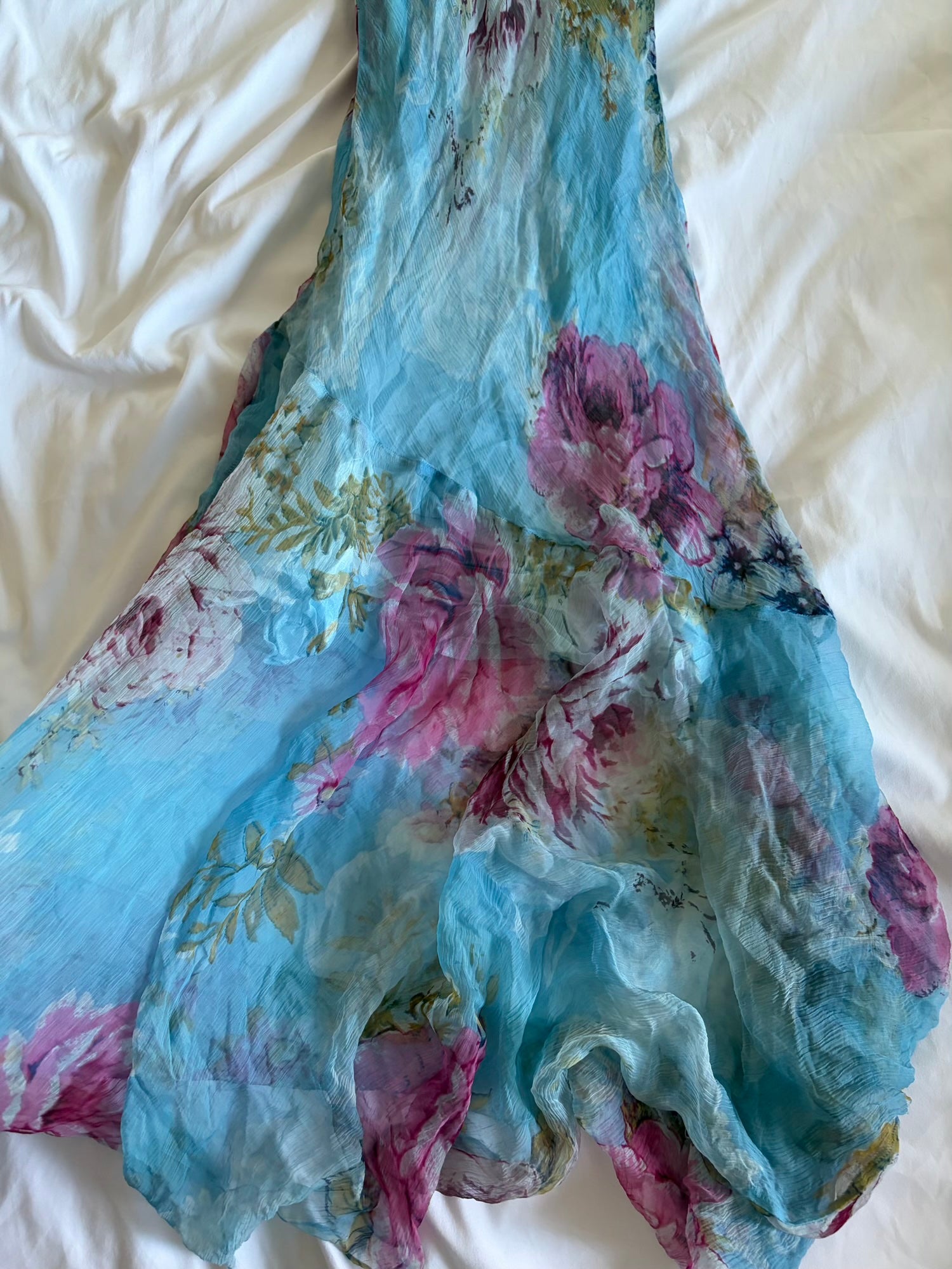 Vintage Y2K Italian blue floral maxi fairy floaty dress