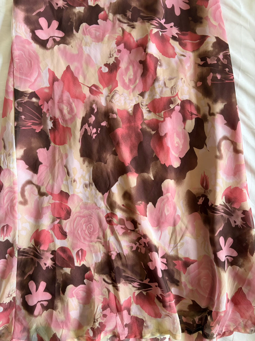 Vintage 1990s Brown and Pink Floral Maxi Fairy Skirt