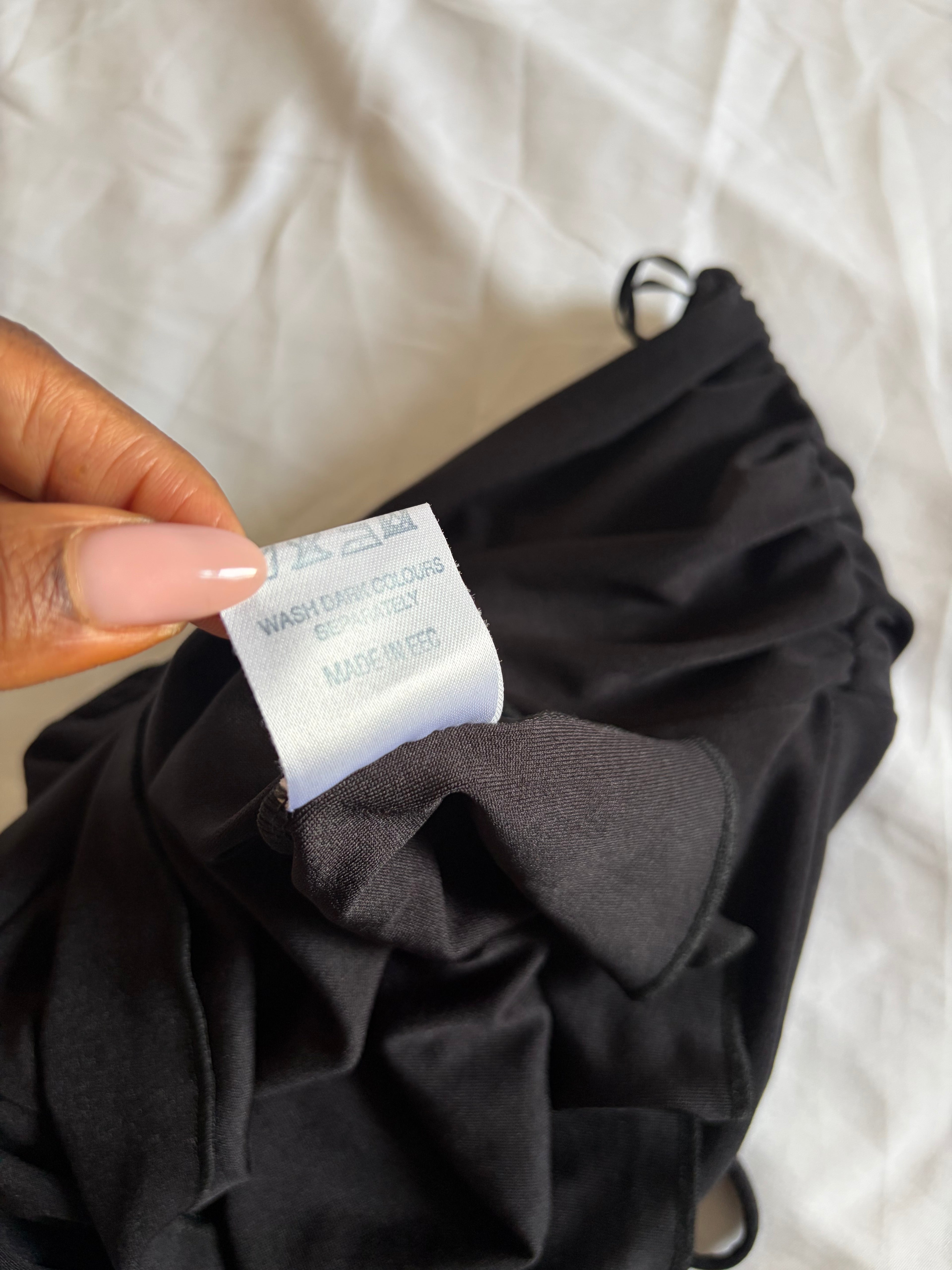Vintage 1990s Black Ruched Bust Bandeau Halterneck Cami