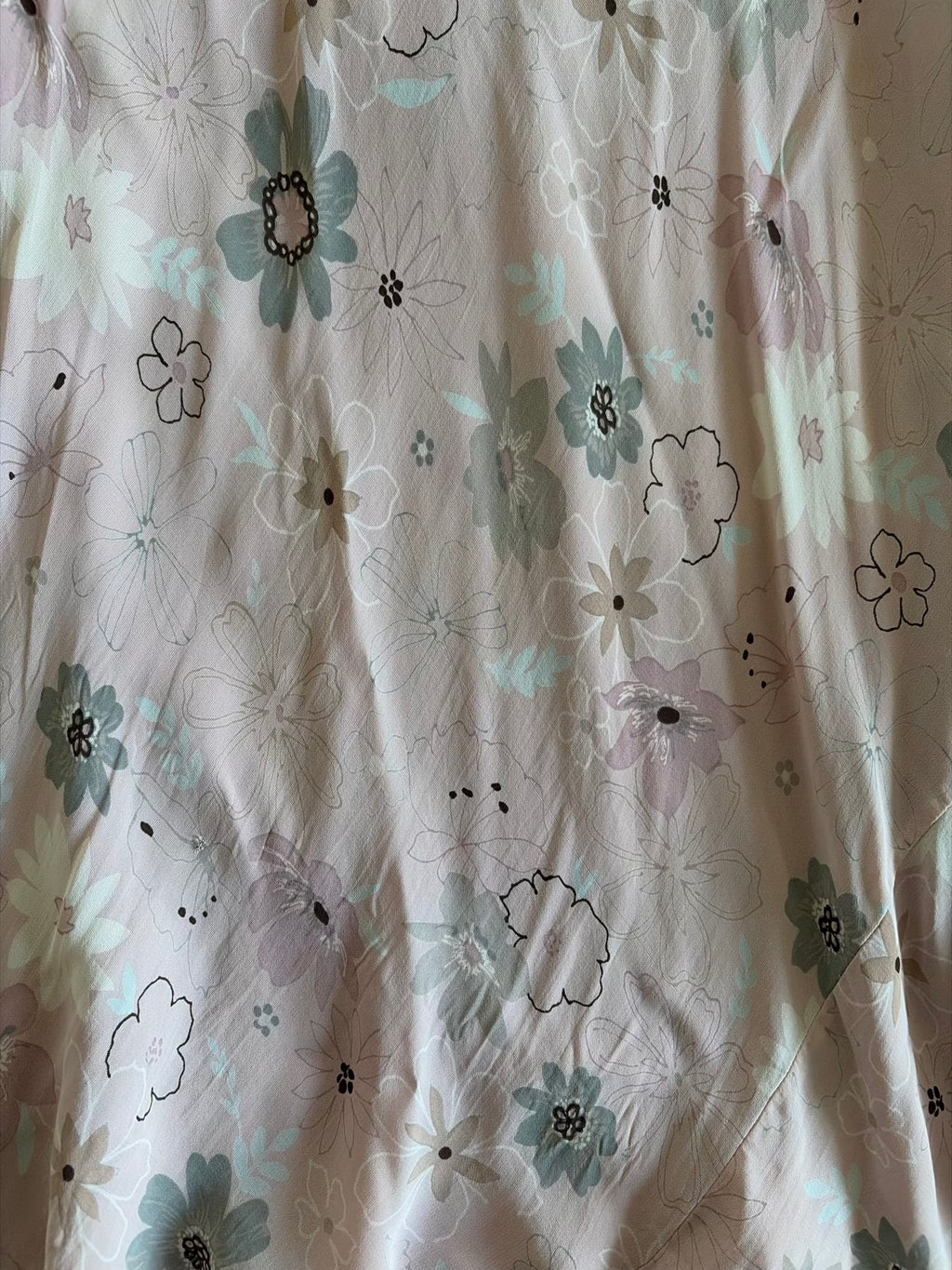 Vintage 1990s Rose Pink and Grey Floral Floaty Midi Skirt