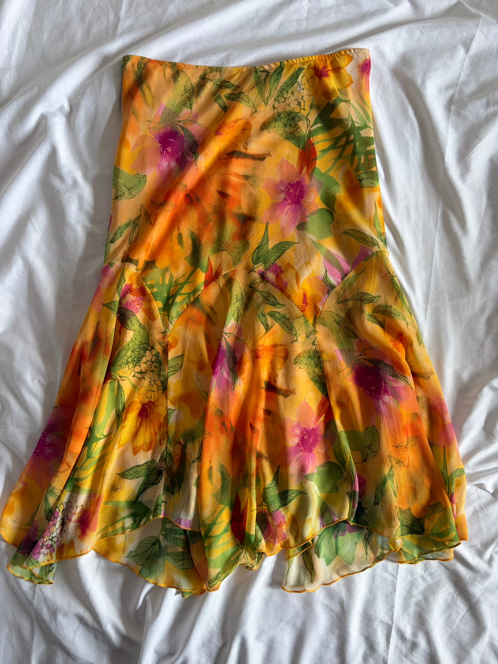 Vintage Y2K Yellow Hawaii Mermaid Hem Skirt