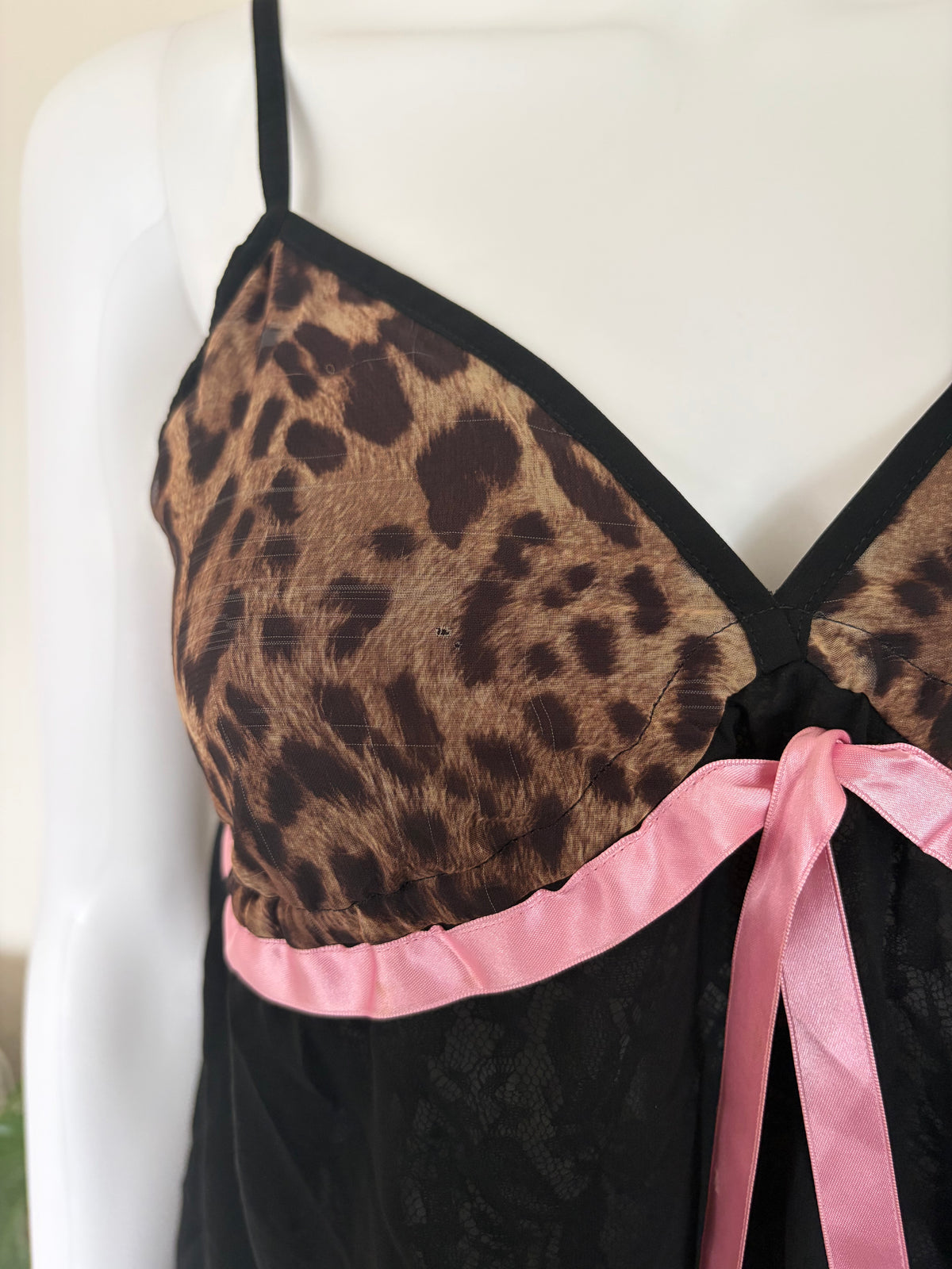 Vintage 1990s Black Babydoll with Leopard Cups
