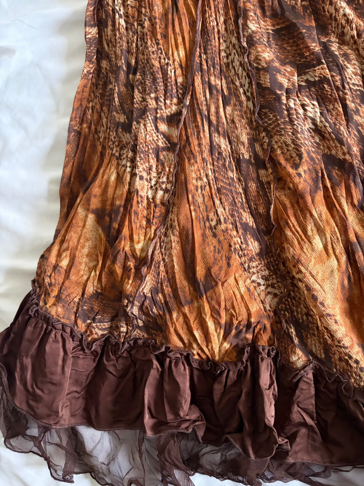 Vintage 2000s Animal Print Dress with Contrast Ruffle Hem