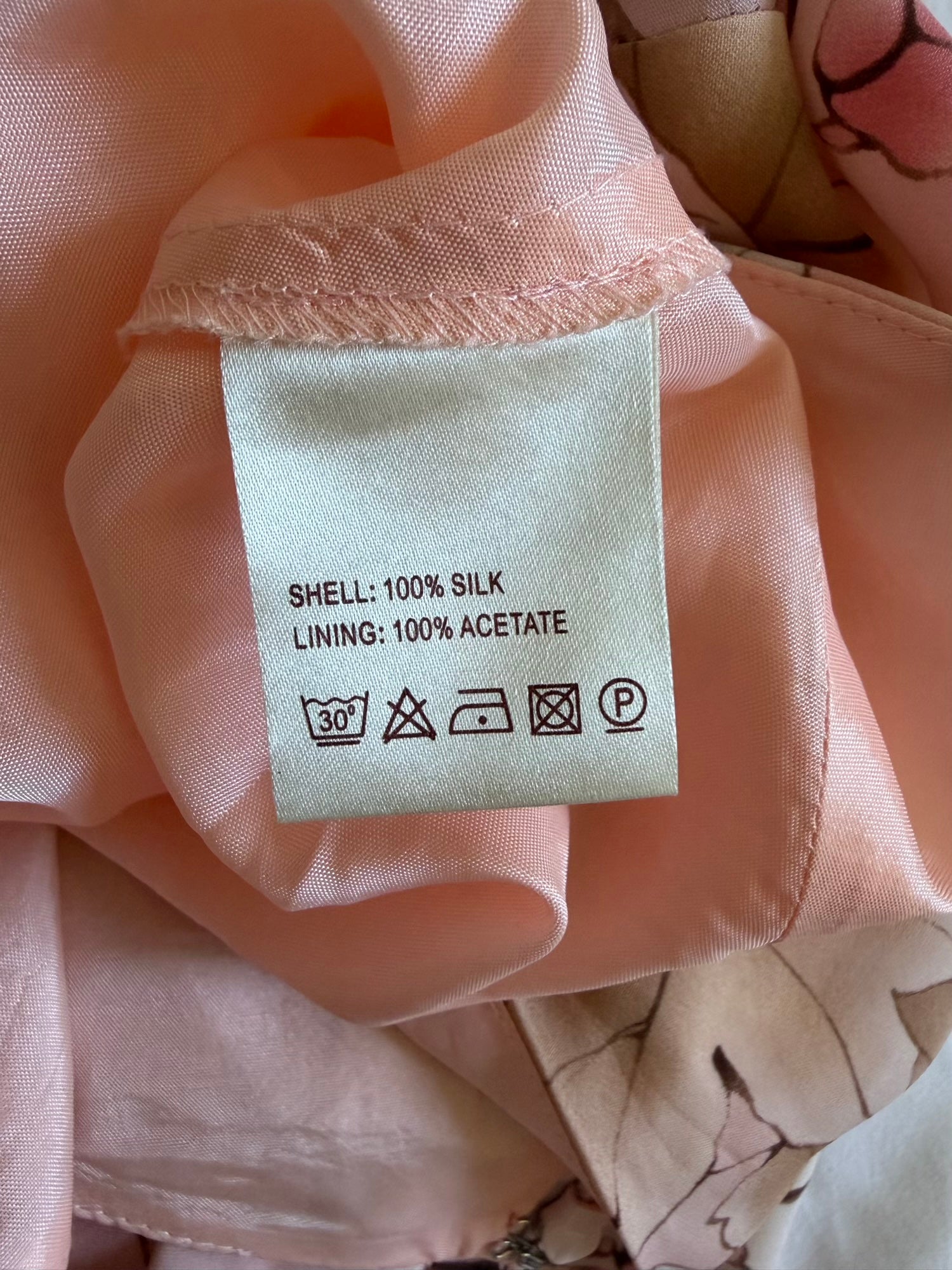 Vintage Y2K pastel silk floral midi skirt with ruffle hem
