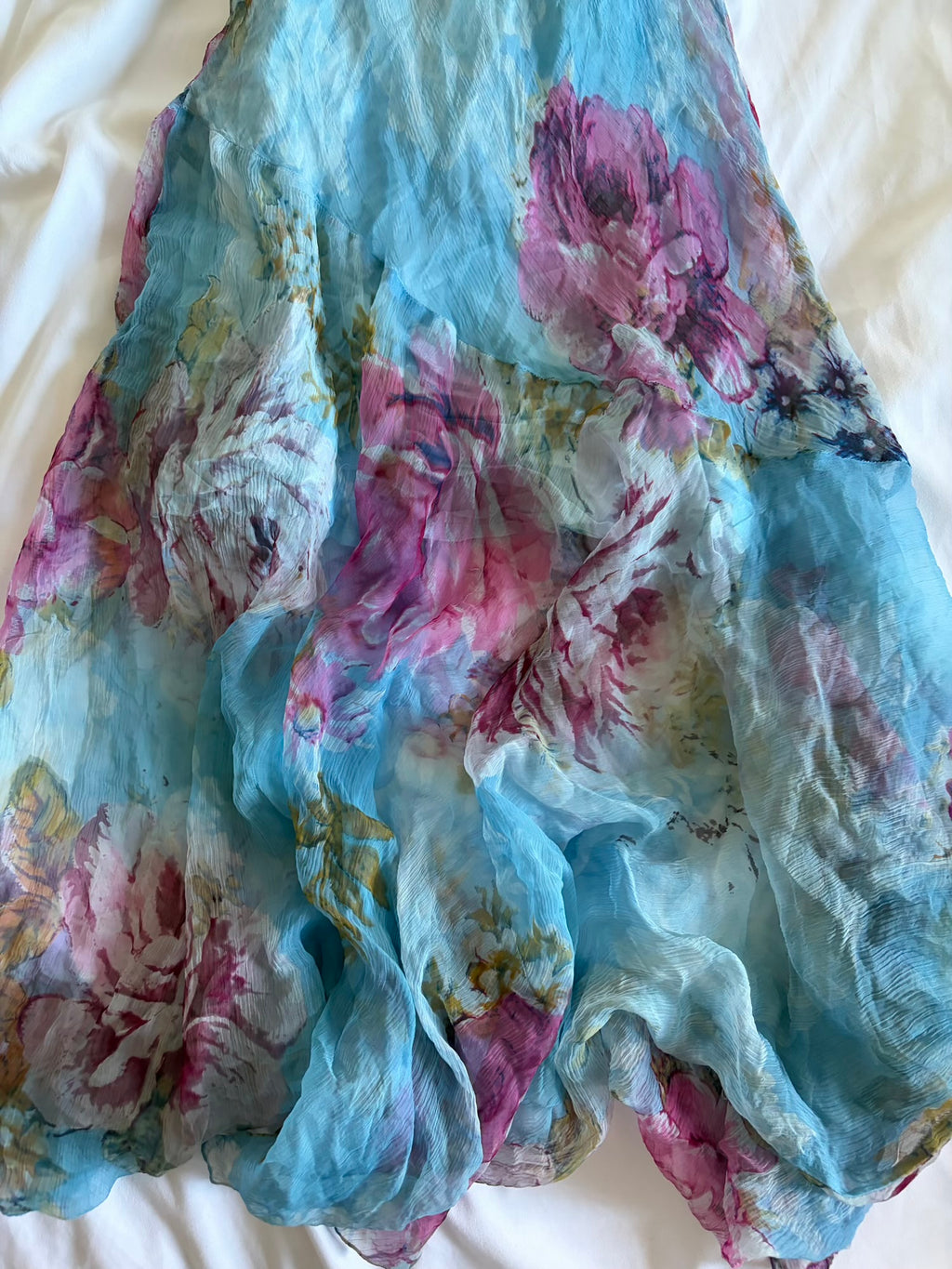 Vintage Y2K Italian blue floral maxi fairy floaty dress