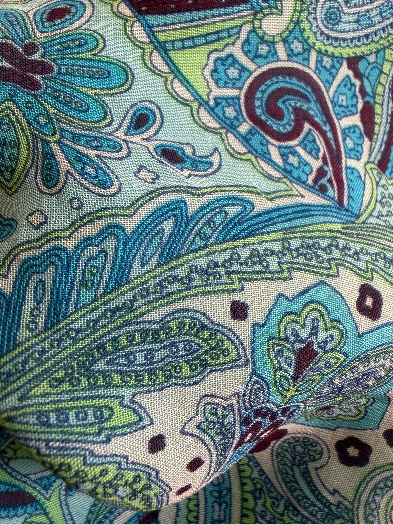 Vintage Y2K Blue and Green Paisley Midi Skirt