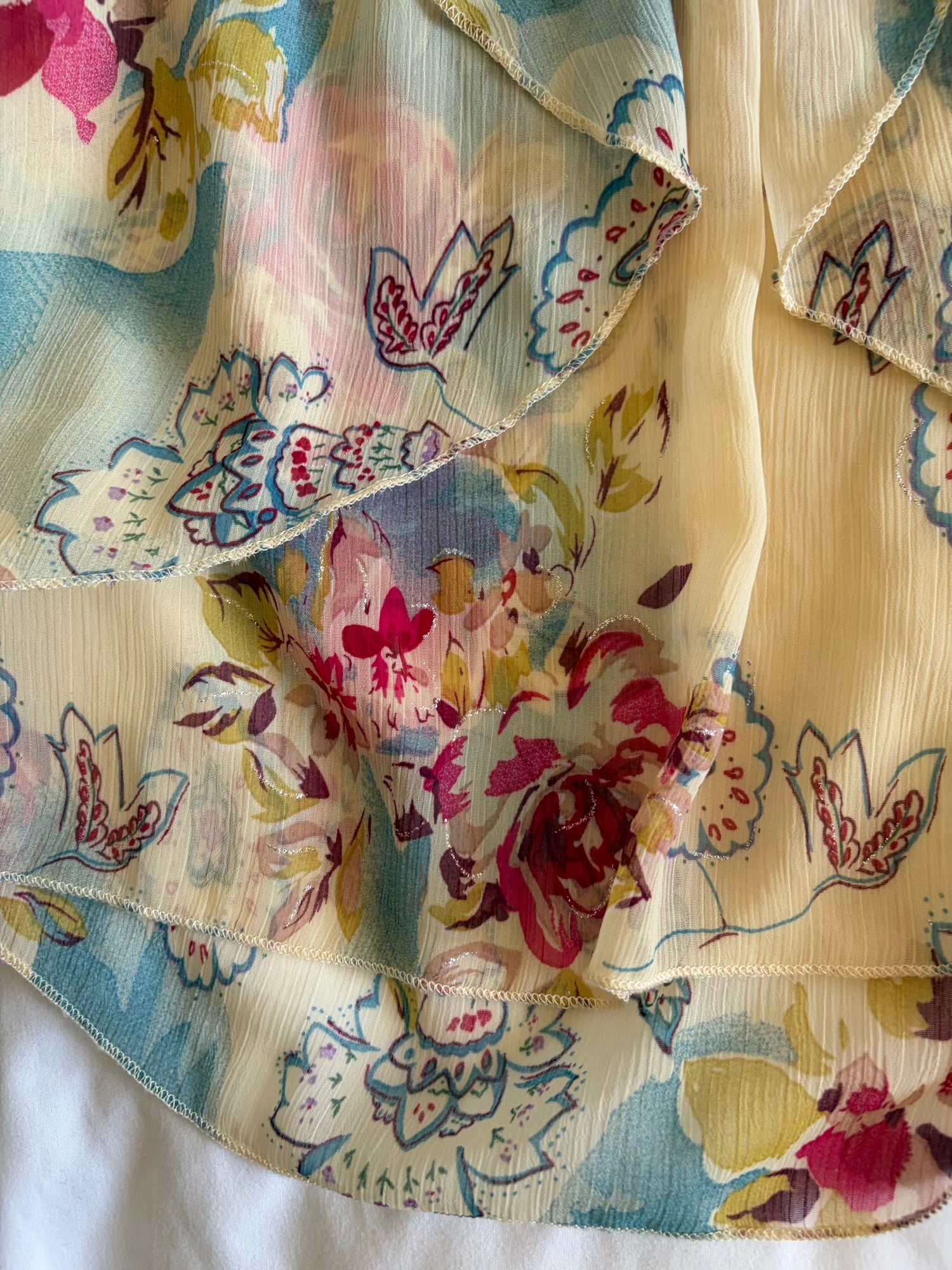 Vintage Y2K Japanese floral floaty fairy halterneck cami with beaded detailing