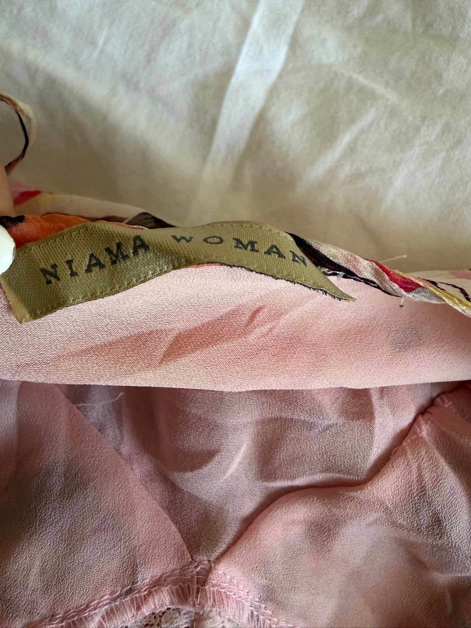 Vintage Y2K Italian silk butterfly and floral cami with lace bust