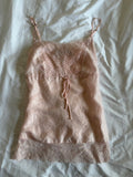 Vintage 1990s Silk Baby Pink Cami with Lace and Ribbon Detail