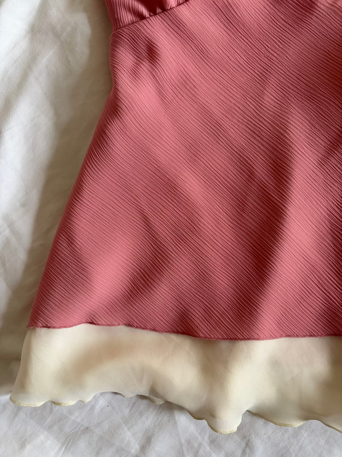 Vintage 1990s Dusty Pink Tie Bust Cami with Built-In Lace Cami