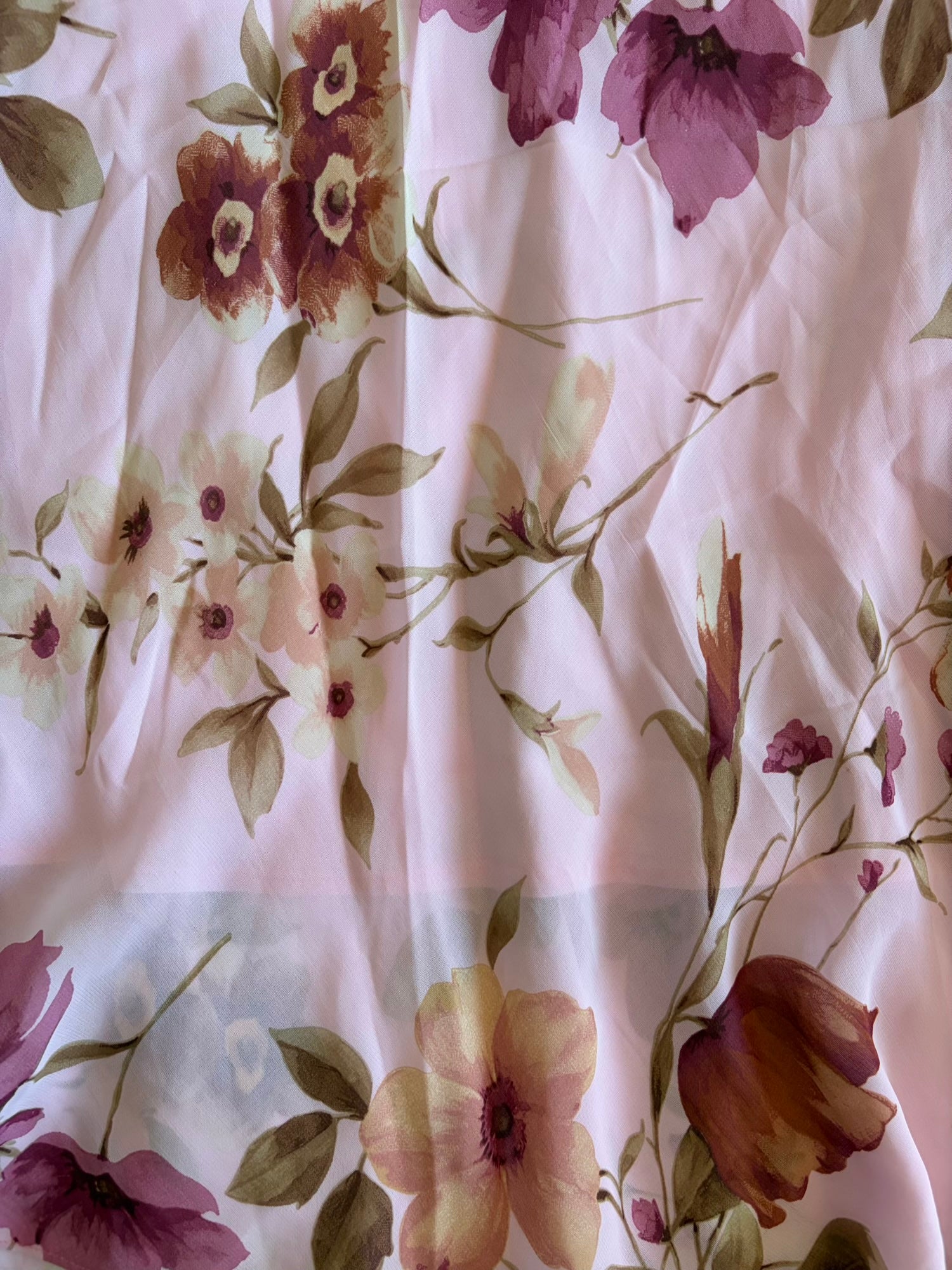 Vintage 1990s baby pink floral midi skirt