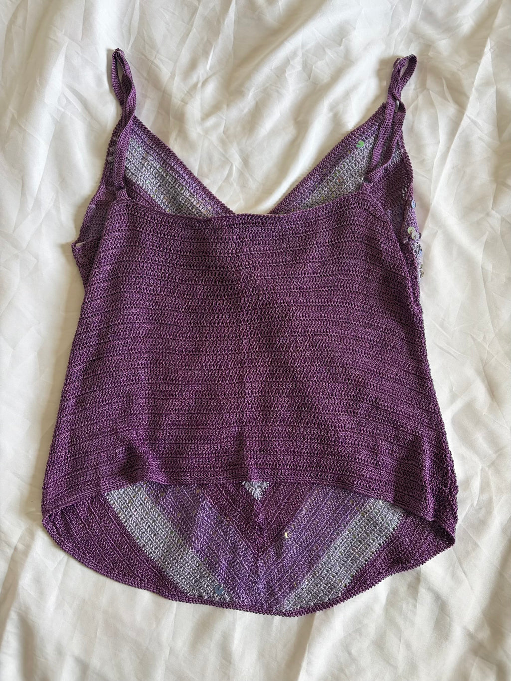 Vintage Y2K Purple and Lilac Sequin Crochet Cami