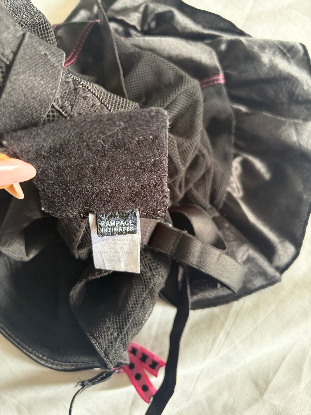 Vintage 2000s Black Babydoll with Hot Pink Contrast and Polka Dot Bows