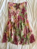 Vintage Y2K floral green and pink mermaid hem midi skirt