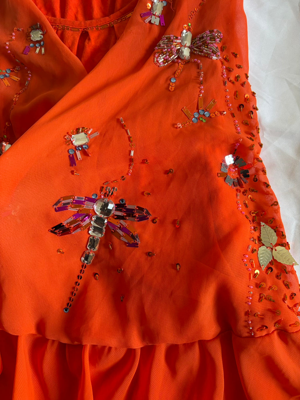 Vintage Y2K Orange Dragonfly Embellished Cami