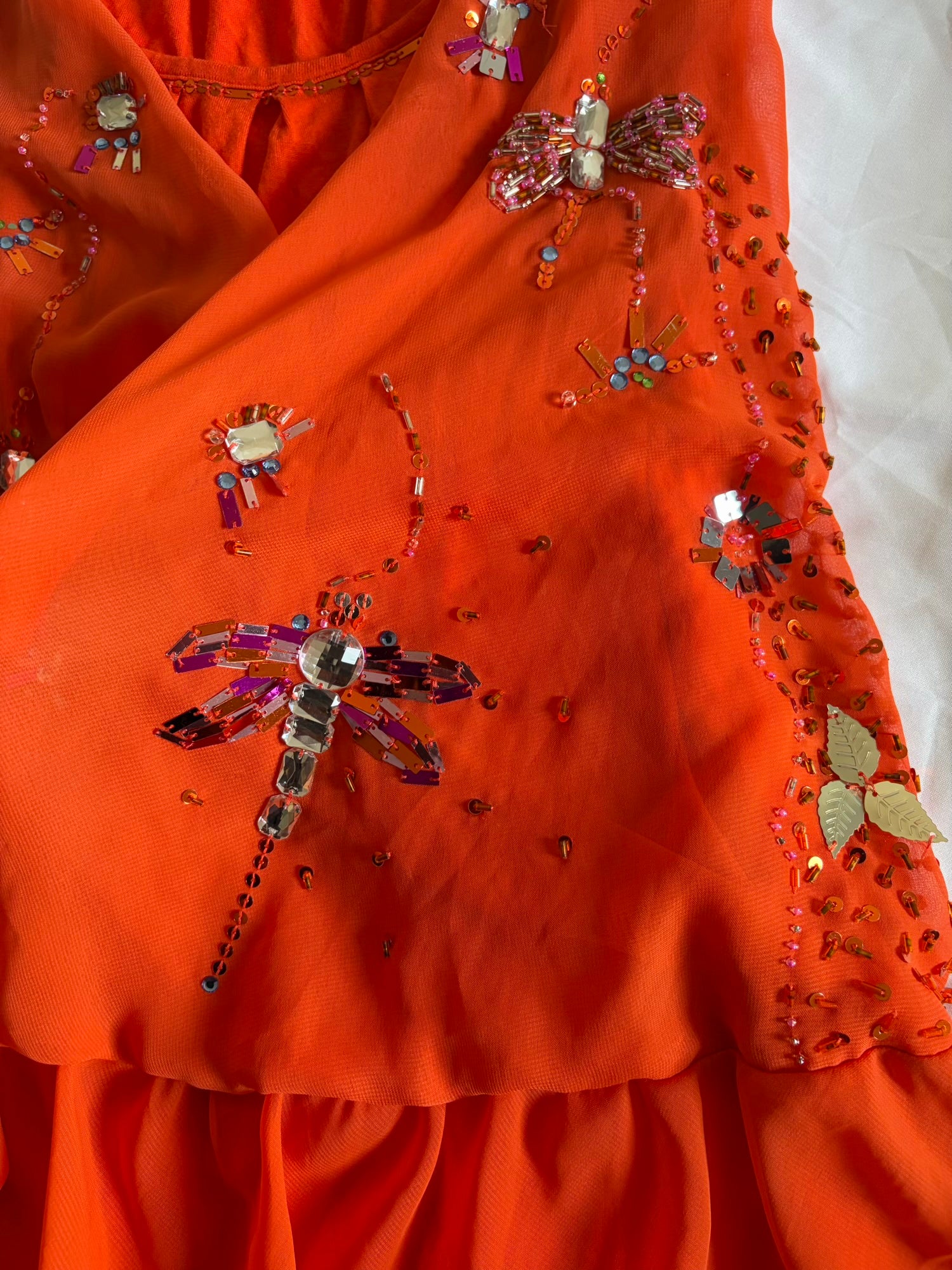 Vintage Y2K Orange Dragonfly Embellished Cami