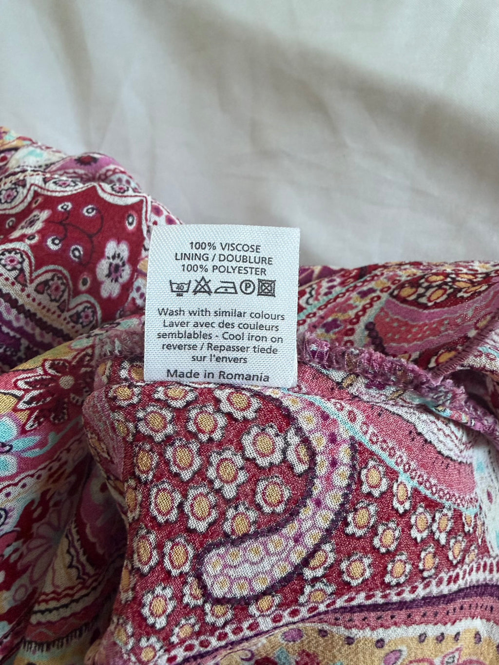 Vintage Y2K pink paisley halterneck cami with floaty fairy hem