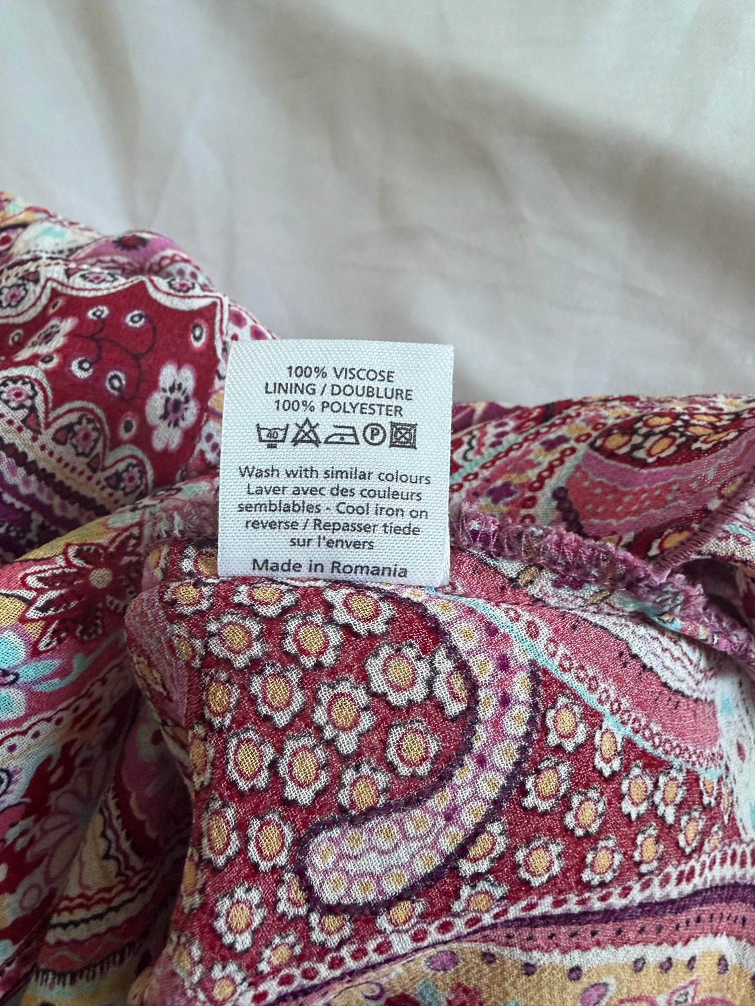 Vintage Y2K pink paisley halterneck cami with floaty fairy hem
