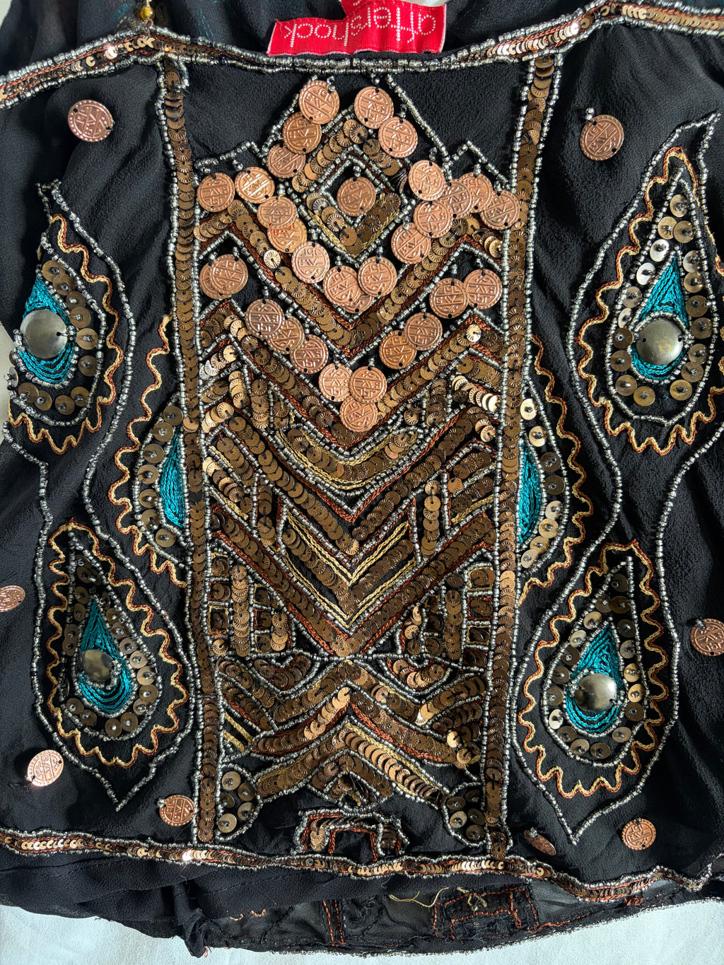 Vintage Aftershock Silk Black Embellished Sequin and Beaded Cami
