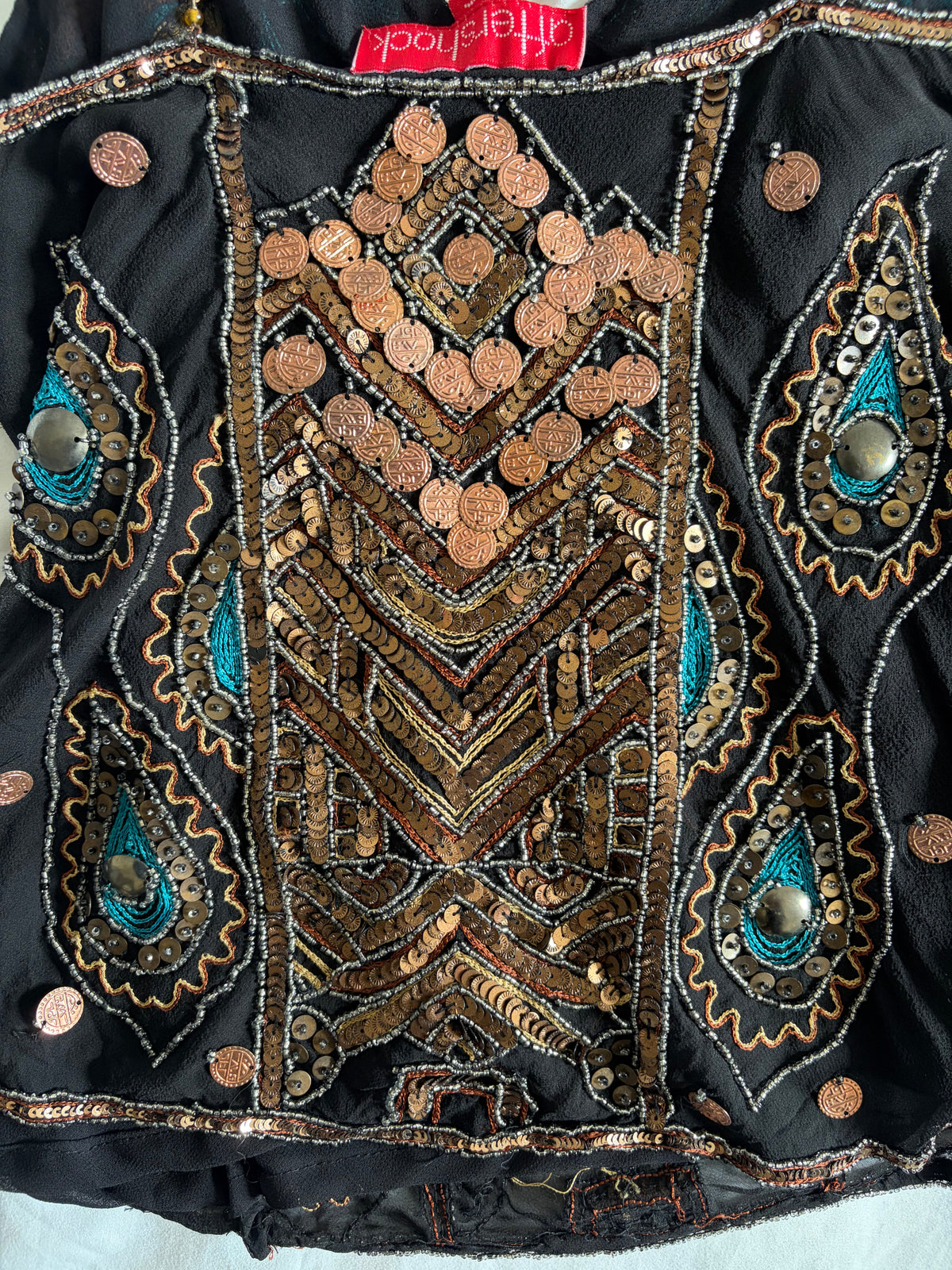 Vintage Aftershock Silk Black Embellished Sequin and Beaded Cami
