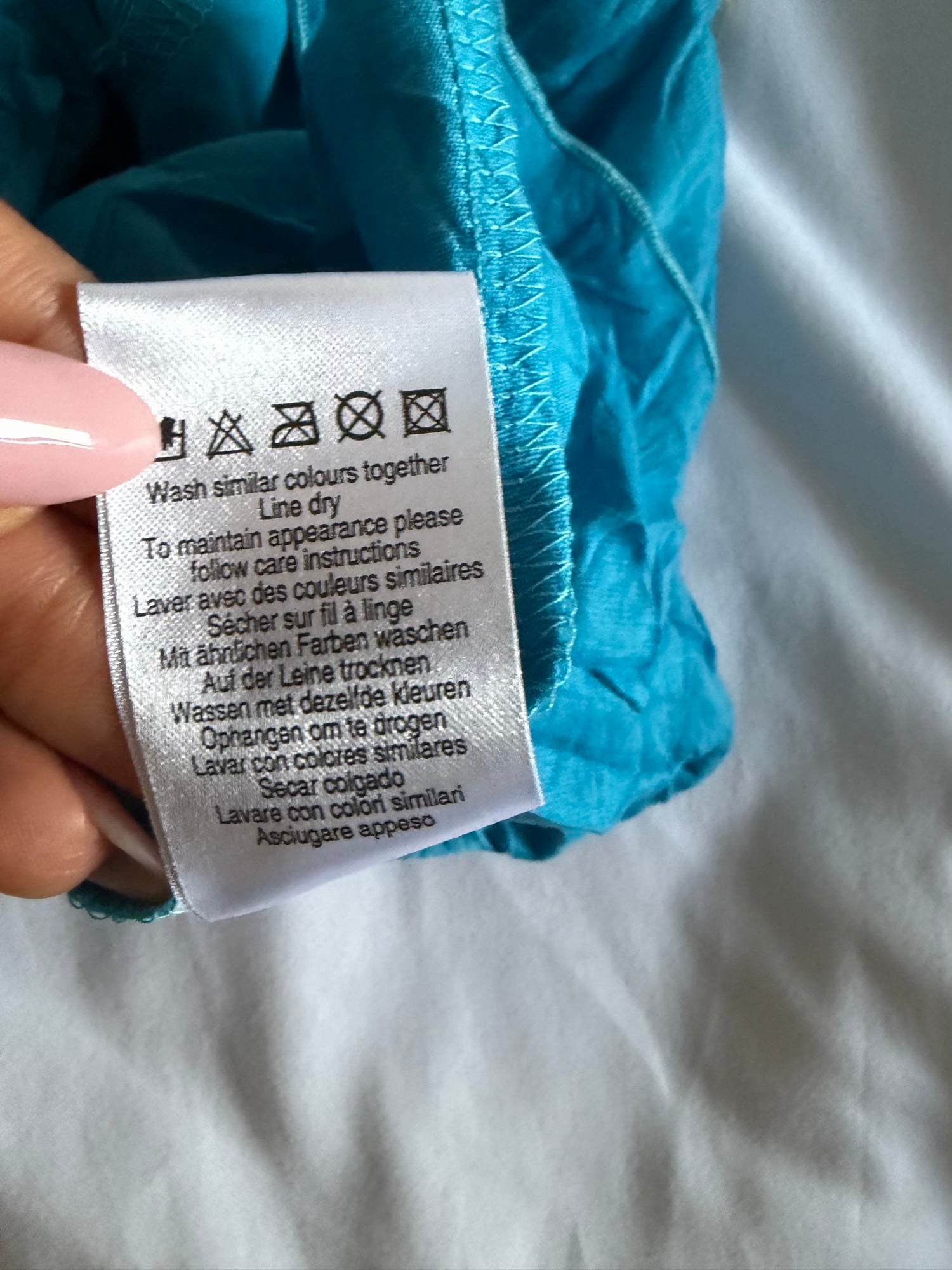Vintage Y2K crinkle teal cami with underbust beaded detail and asymmetrical hem
