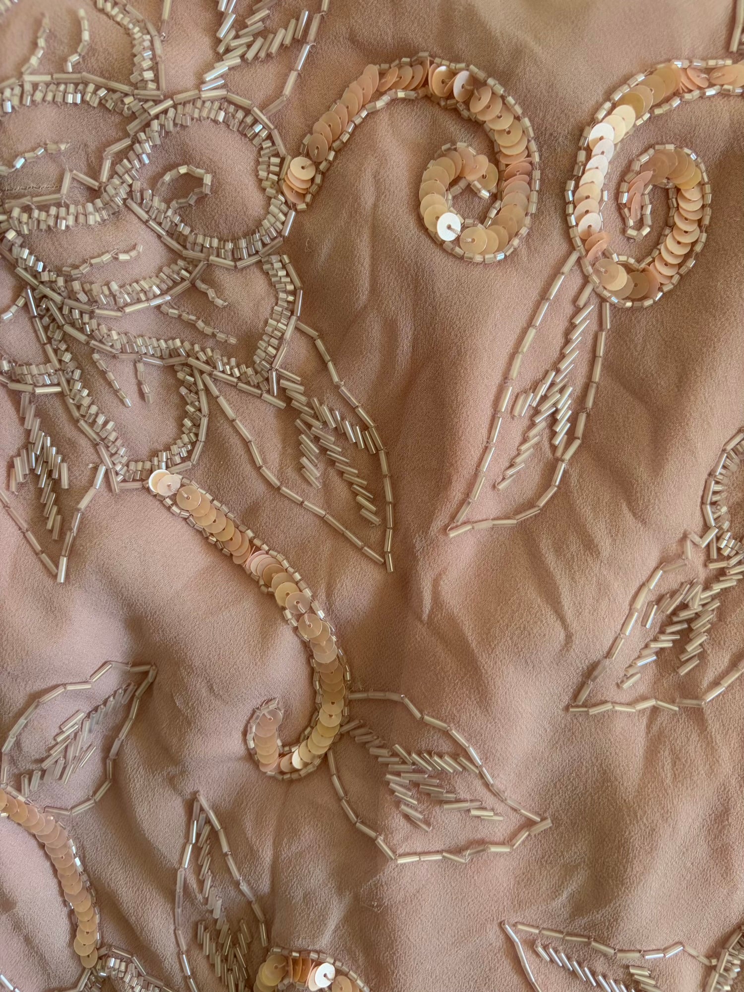 Vintage Y2K Silk Rose Pink Heavily Beaded and Sequin Top