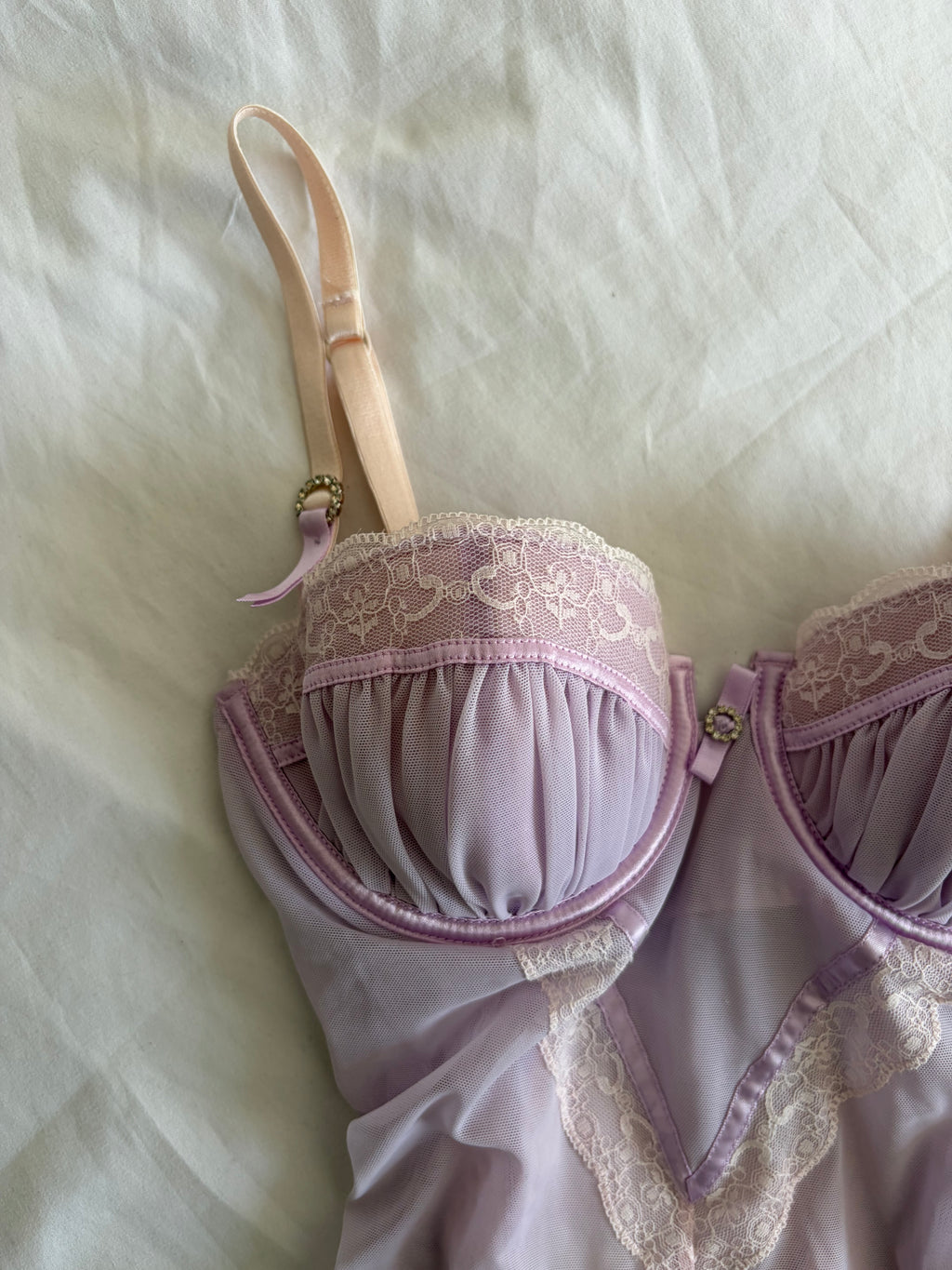 Vintage 2000s Lilac Lace Babydoll with Diamantés