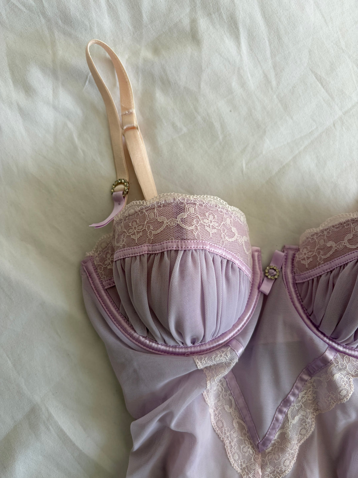 Vintage 2000s Lilac Lace Babydoll with Diamantés