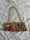 Vintage 2000s Champagne Beaded Bag with Beaded Handle