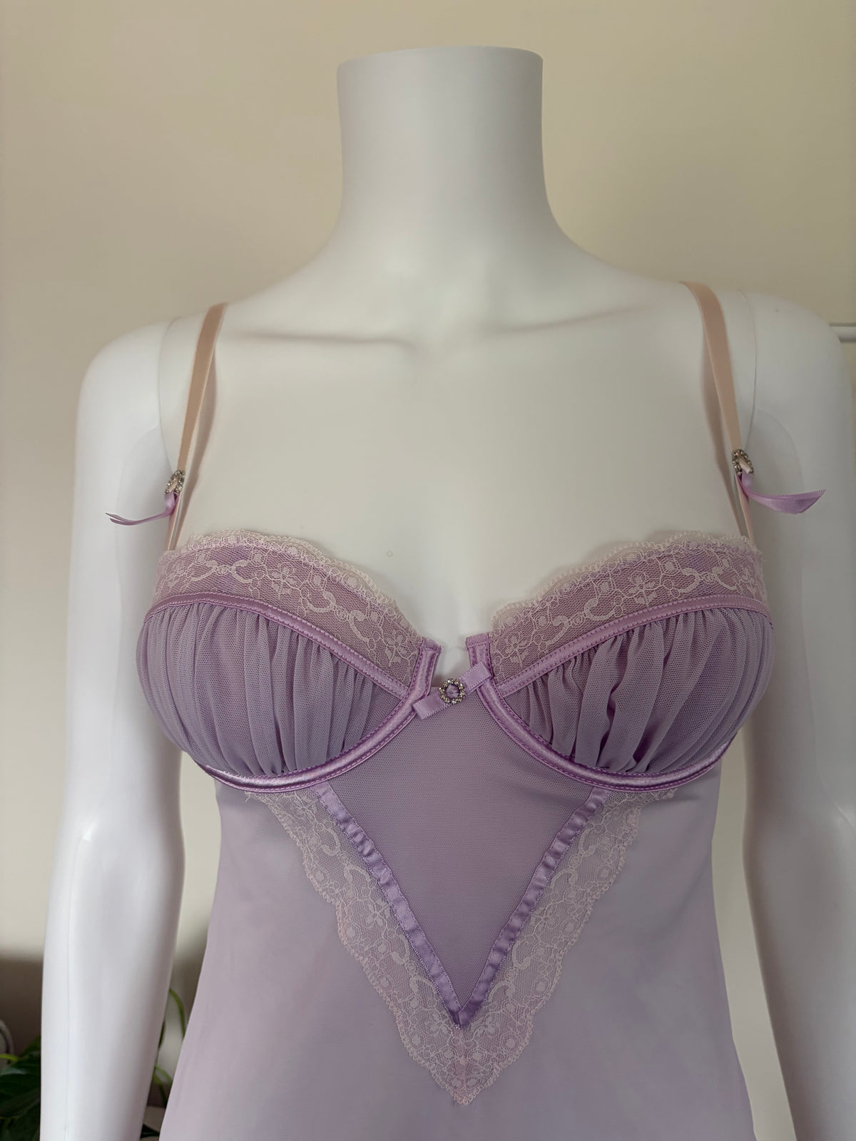 Vintage 2000s Lilac Lace Babydoll with Diamantés
