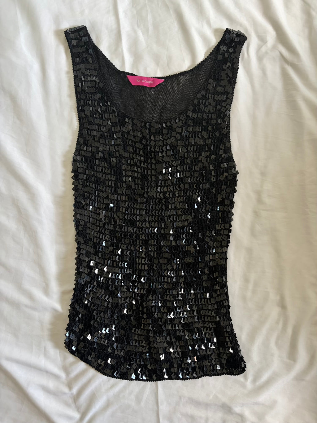Vintage Y2K Black Crochet Sequin Tank