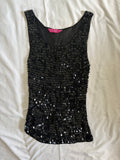 Vintage Y2K Black Crochet Sequin Tank