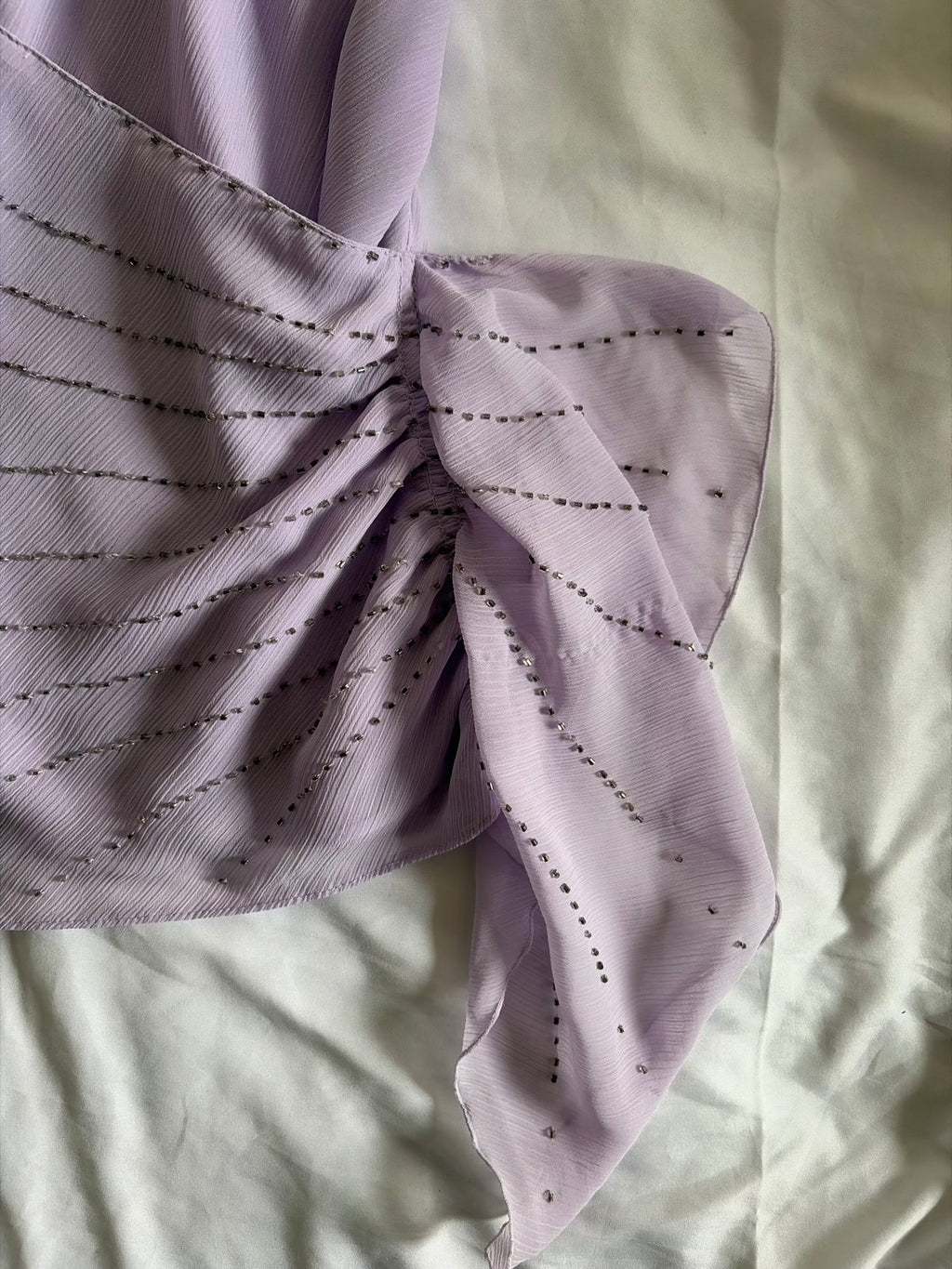 Vintage Y2K Lilac Cami with Side Ruching and Asymmetrical Hem