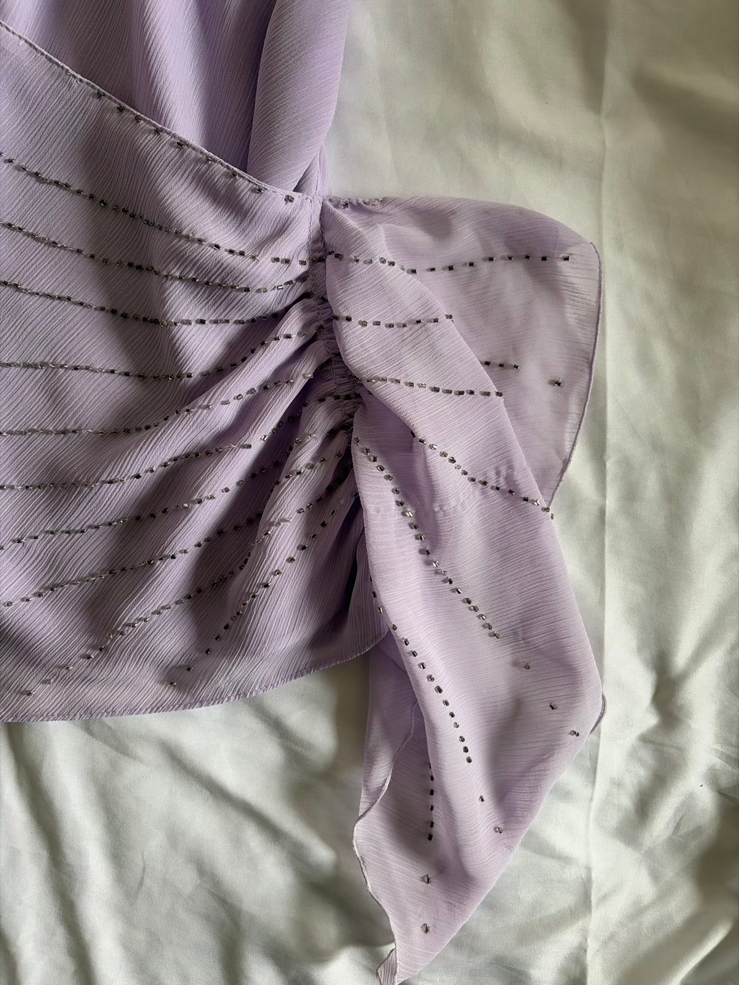 Vintage Y2K Lilac Cami with Side Ruching and Asymmetrical Hem